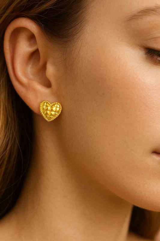 Heart Waffle Texture Earrings