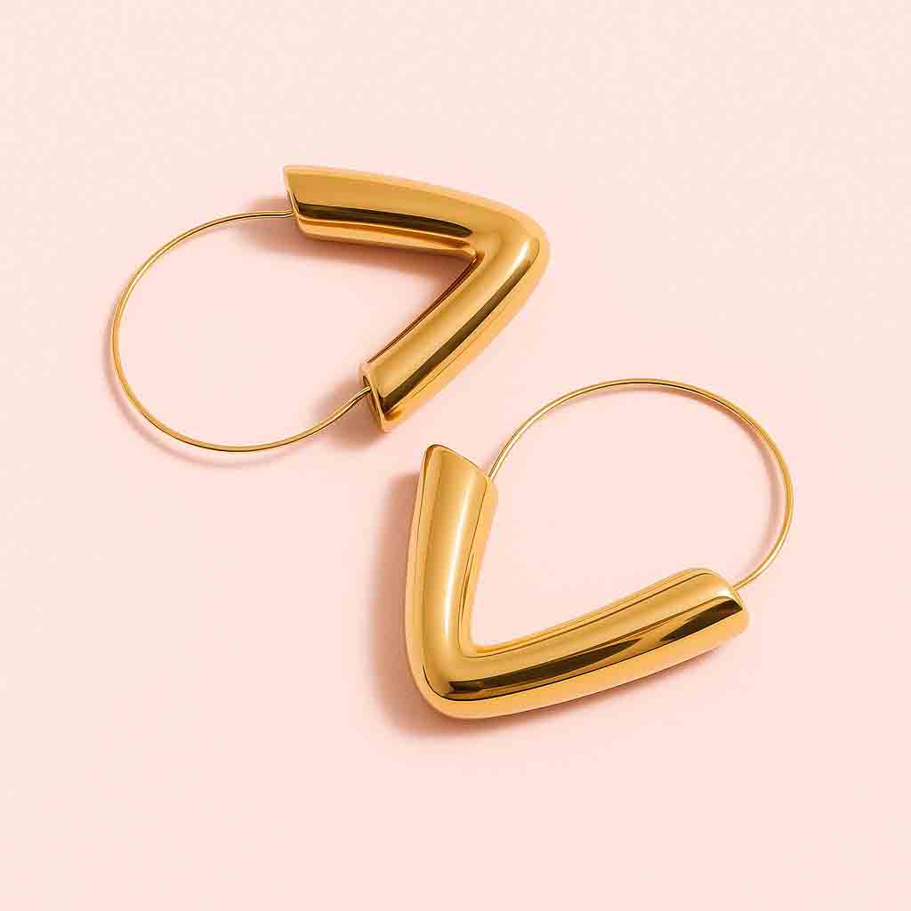 Long V-Shaped Hoop Earrings