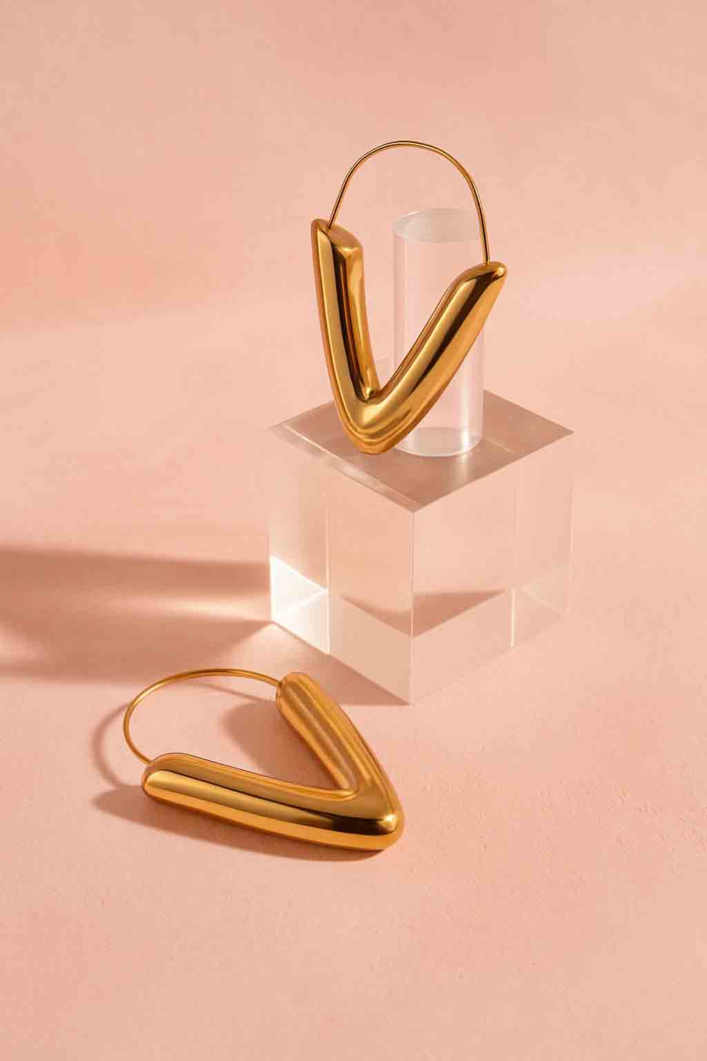 Long V-Shaped Hoop Earrings