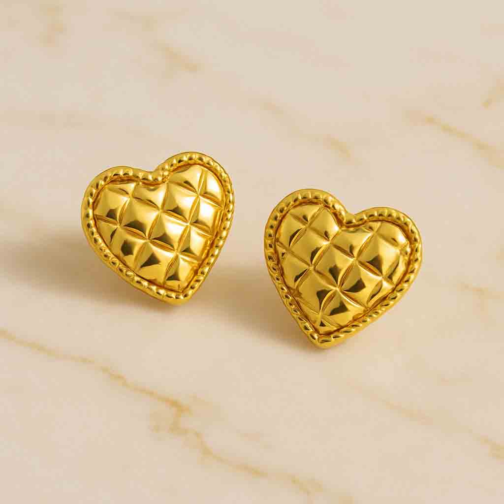 Heart Waffle Texture Earrings