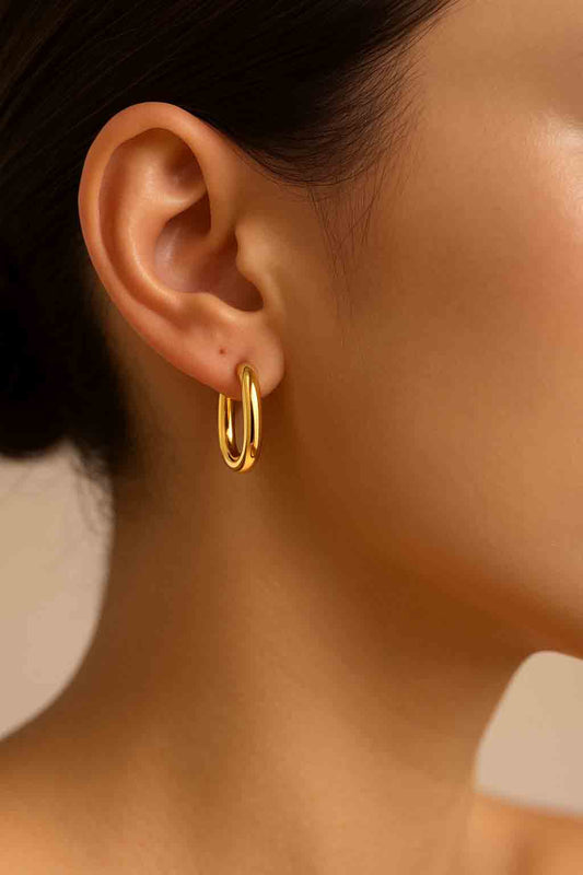 Oval Hoop Gold Earrings