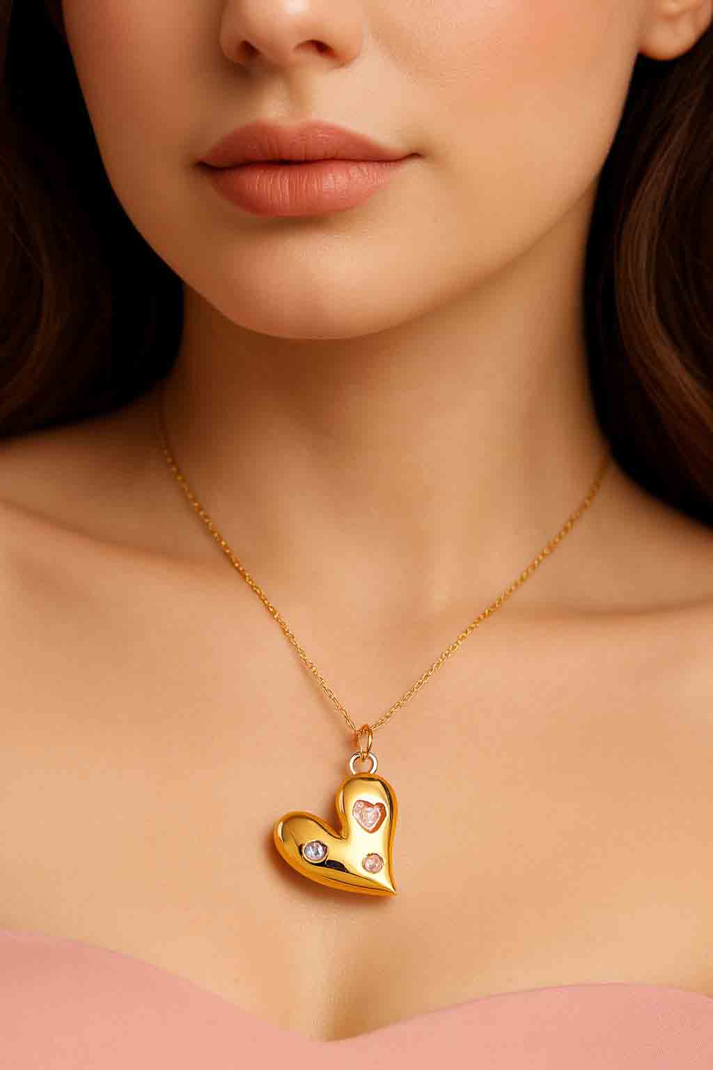 Multi-Stone Heart Necklace
