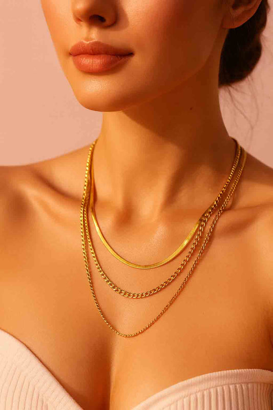 Stylish 3-Layer Gold Necklace