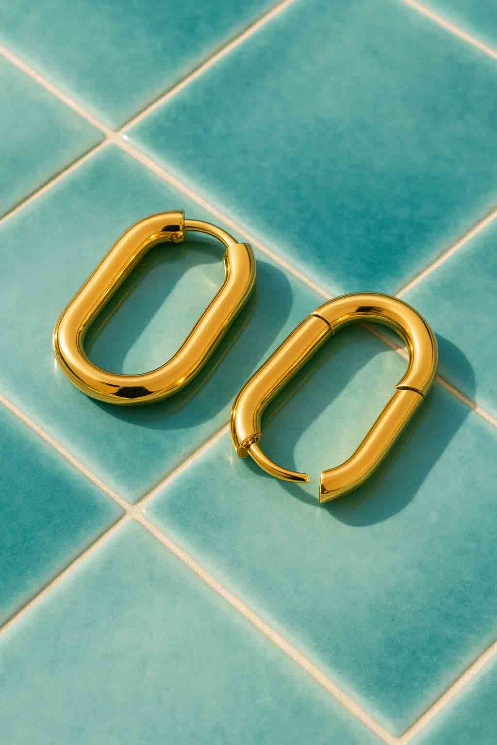 Oval Hoop Gold Earrings