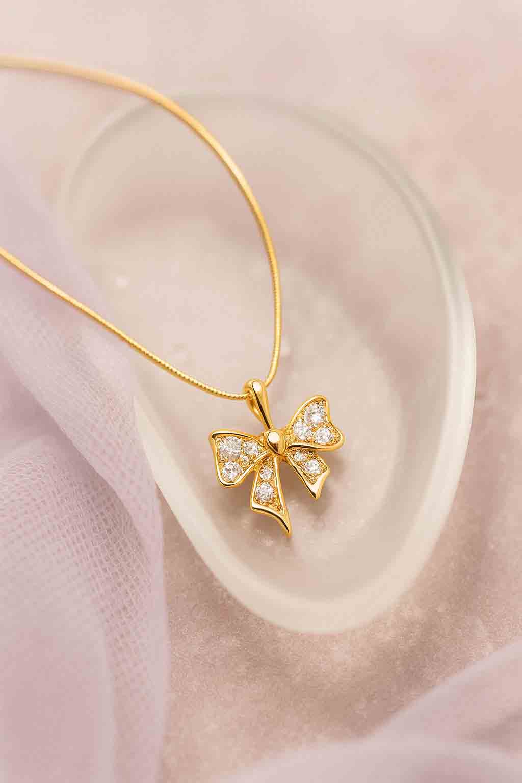 Delicate Gold Bow Necklace