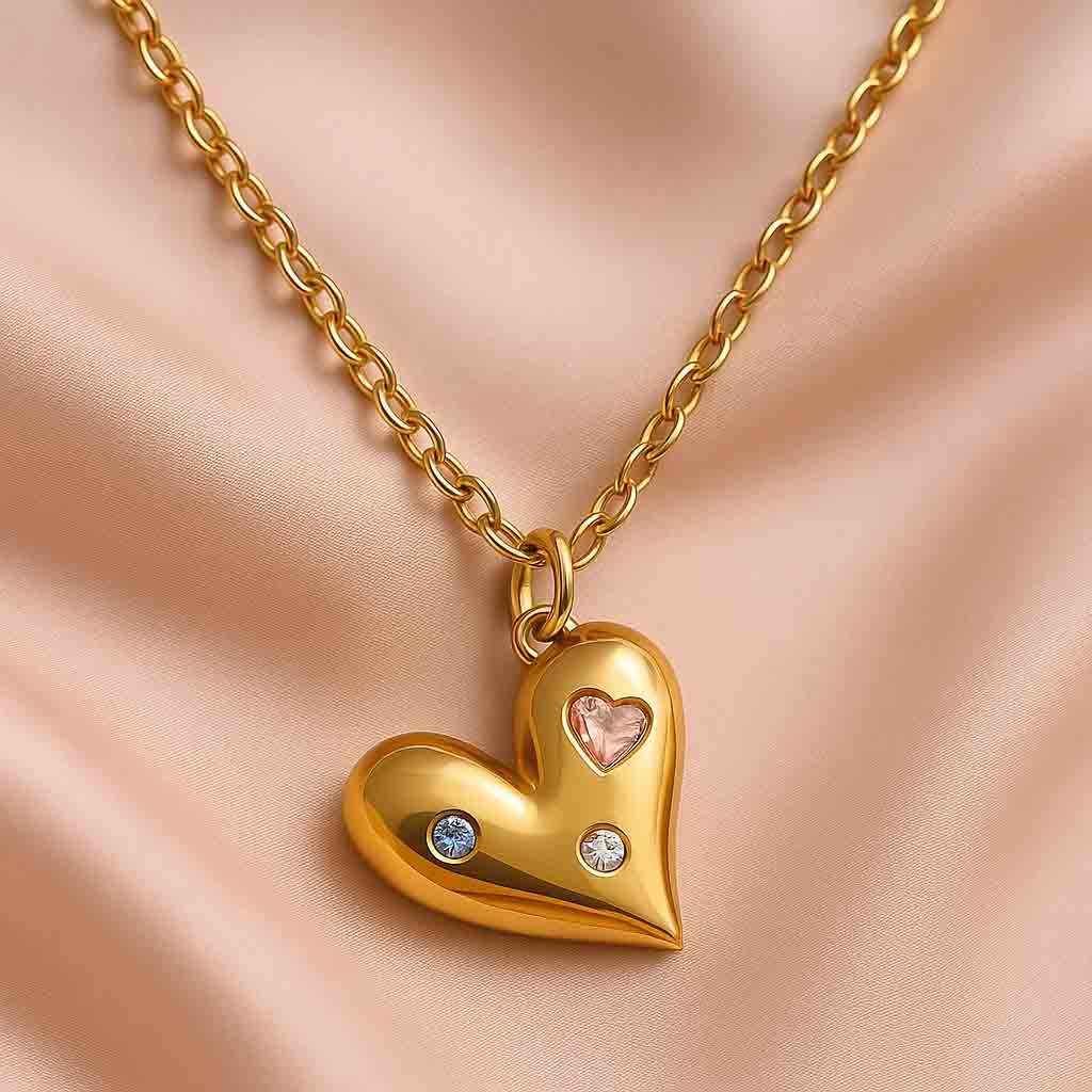 Multi-Stone Heart Necklace