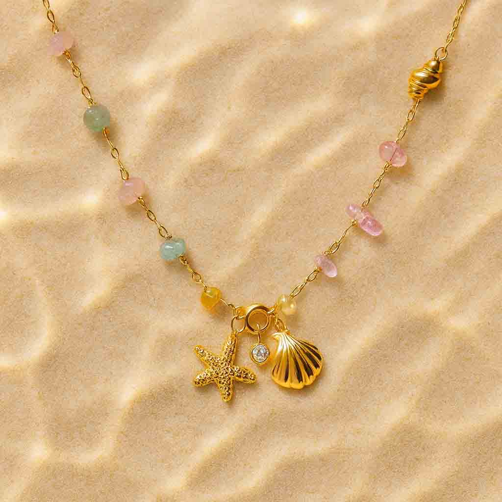 Star & Shell Gemstone Necklace