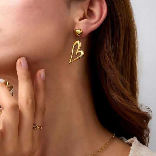 Dainty Gold Heart Earrings