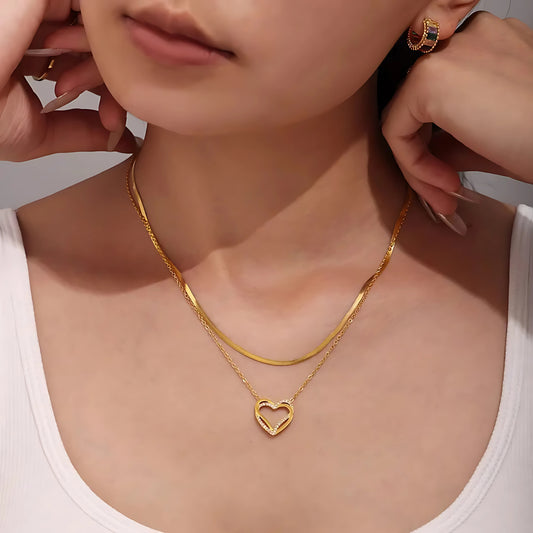 Heart Necklace with Diamond Accents