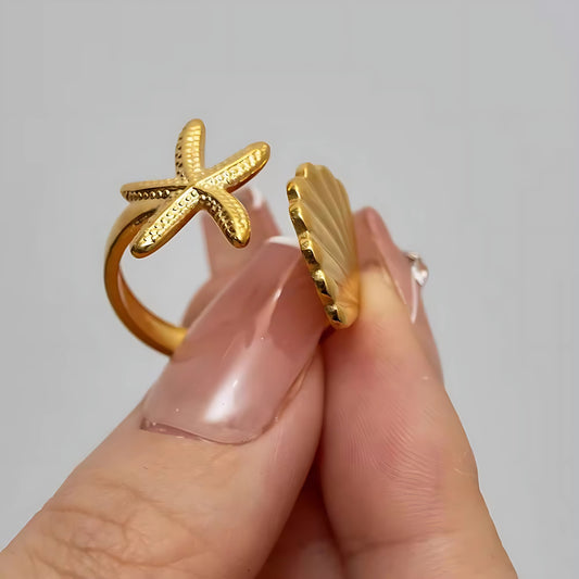 Seashell & Starfish Ring