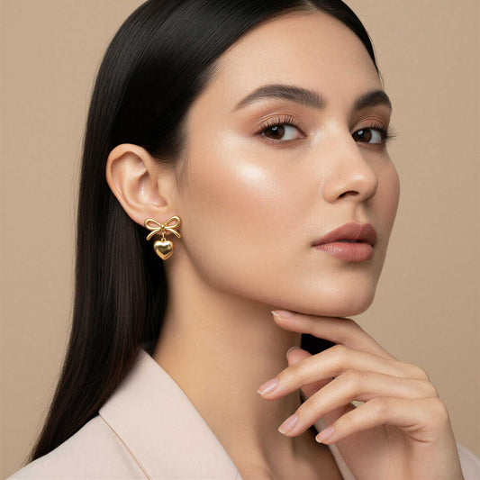 Heart Ribbon Drop Earrings