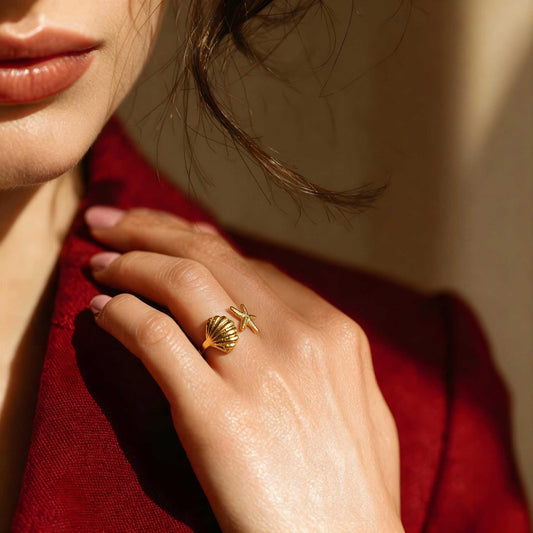 Seashell & Starfish Ring