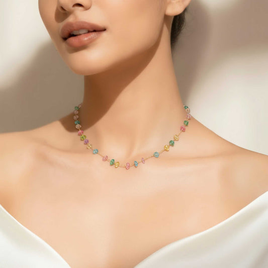 Multi Gemstone Chain Necklace