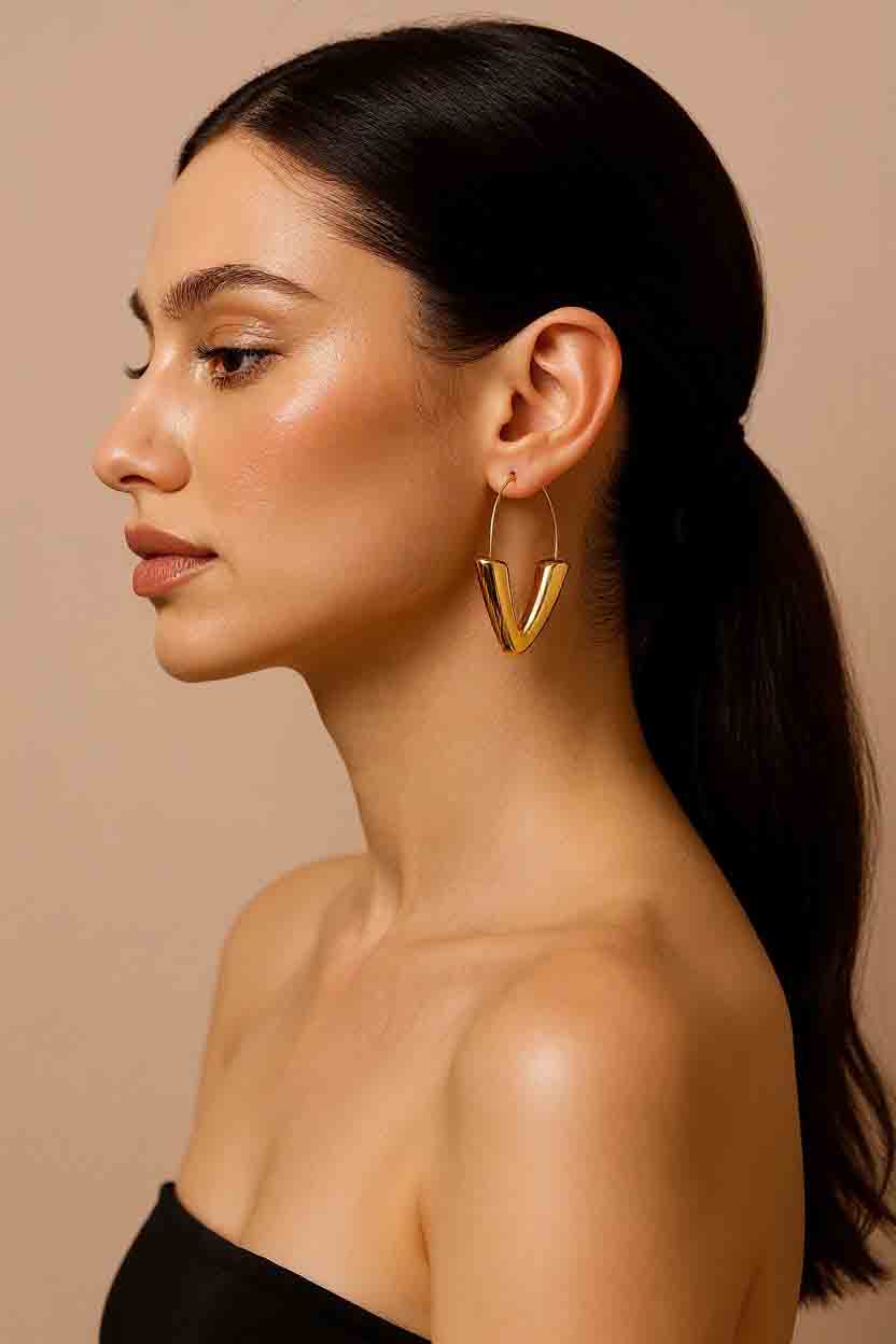 Long V-Shaped Hoop Earrings