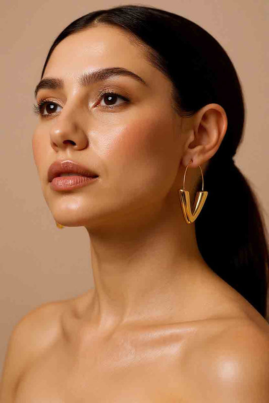 Long V-Shaped Hoop Earrings