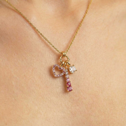 Pink Heart Gold Necklace