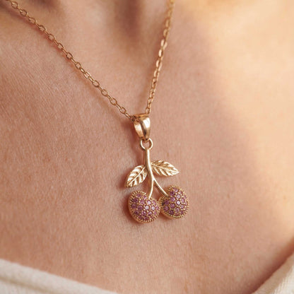 Cherry Charm Gold Necklace