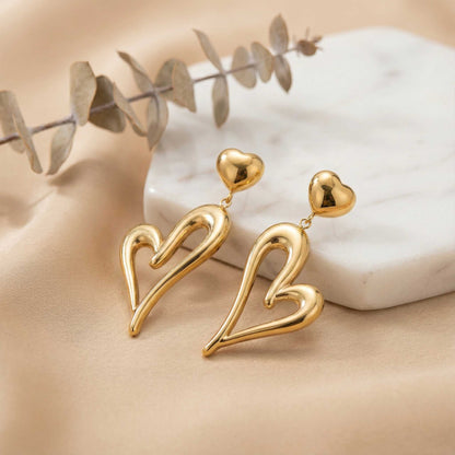 Dainty Gold Heart Earrings