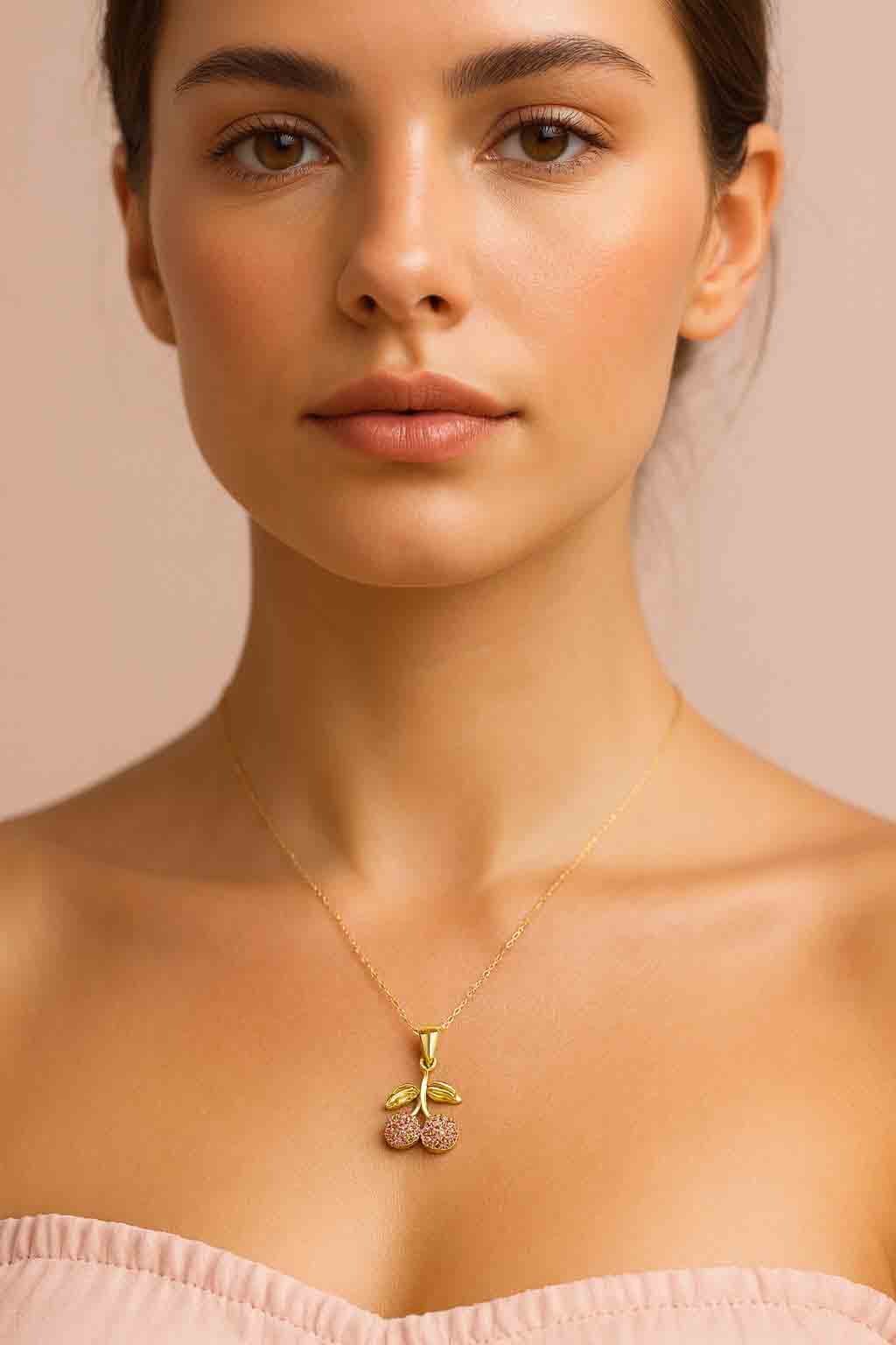 Cherry Charm Gold Necklace