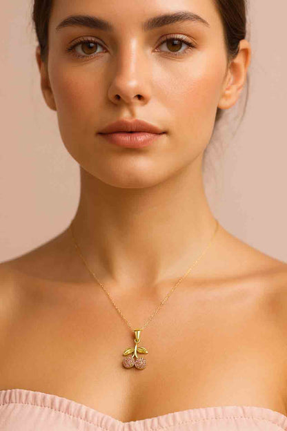 Cherry Charm Gold Necklace