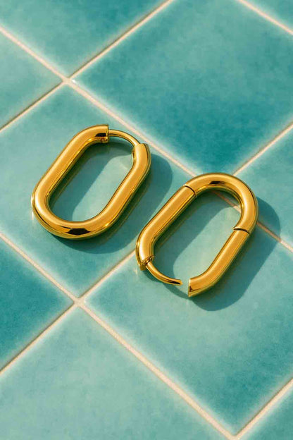 Oval Hoop Gold Earrings