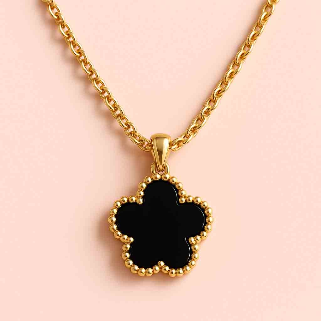 Black Meadow Flower Necklace