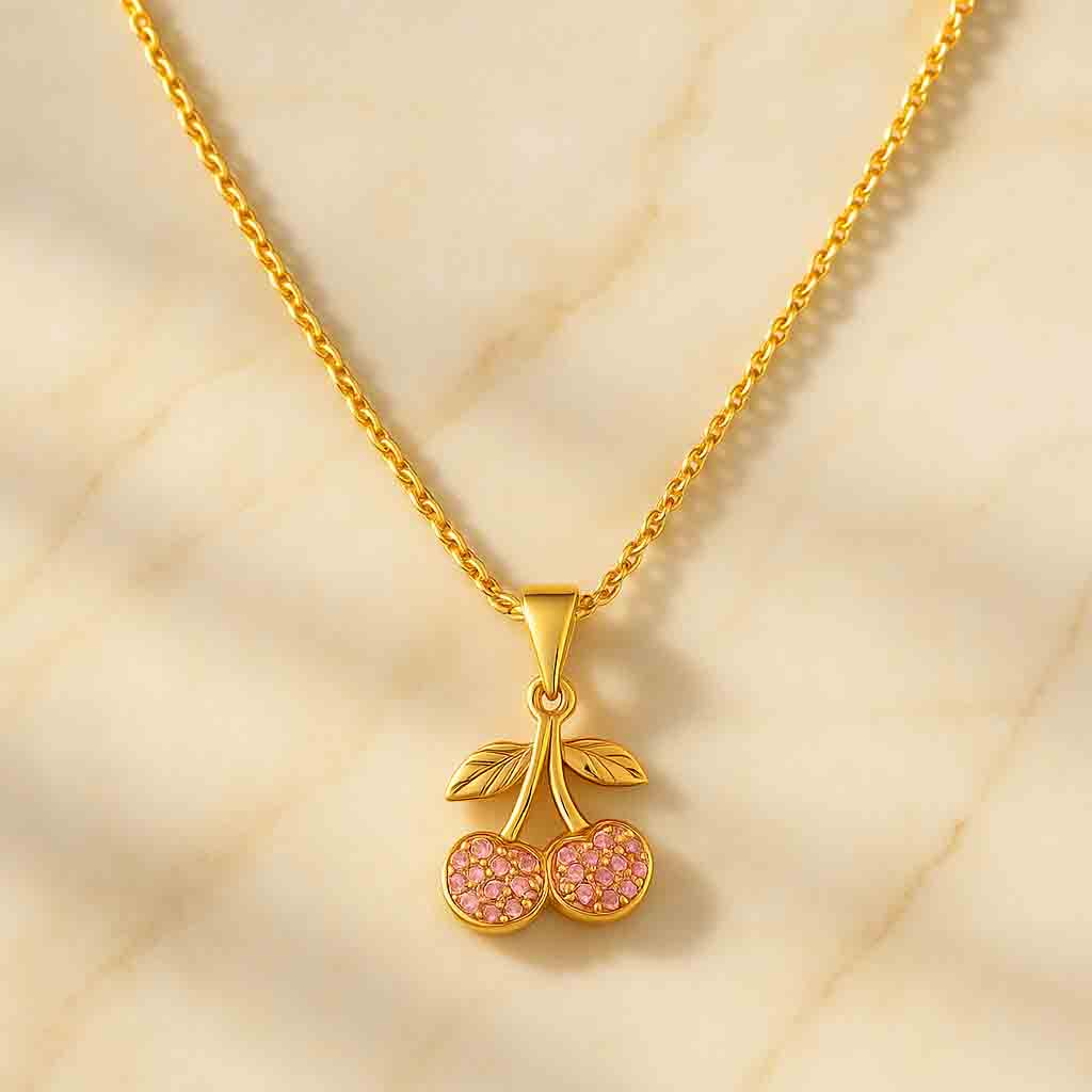 Cherry Charm Gold Necklace