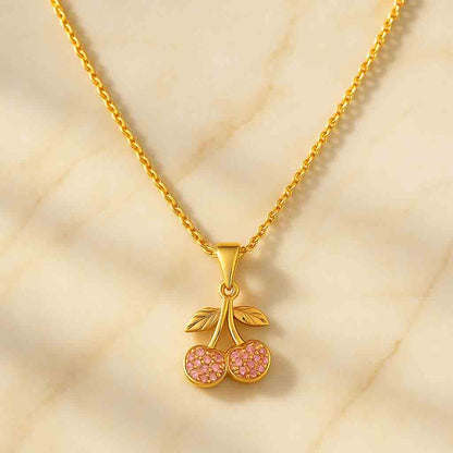 Cherry Charm Gold Necklace