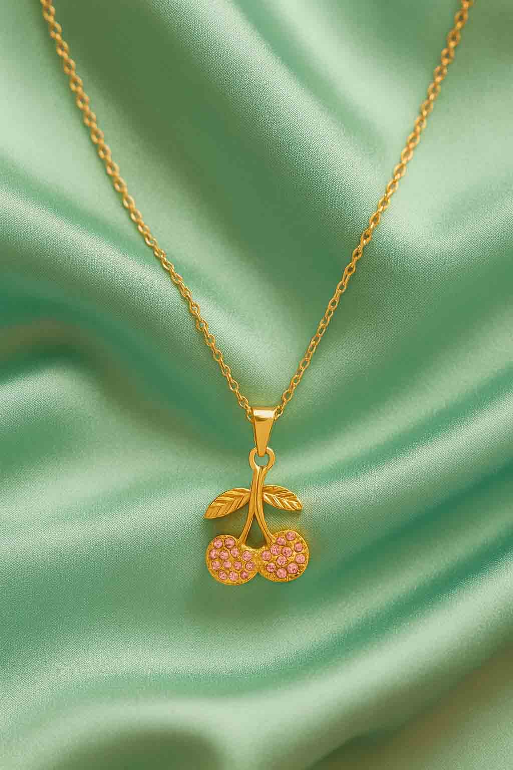 Cherry Charm Gold Necklace