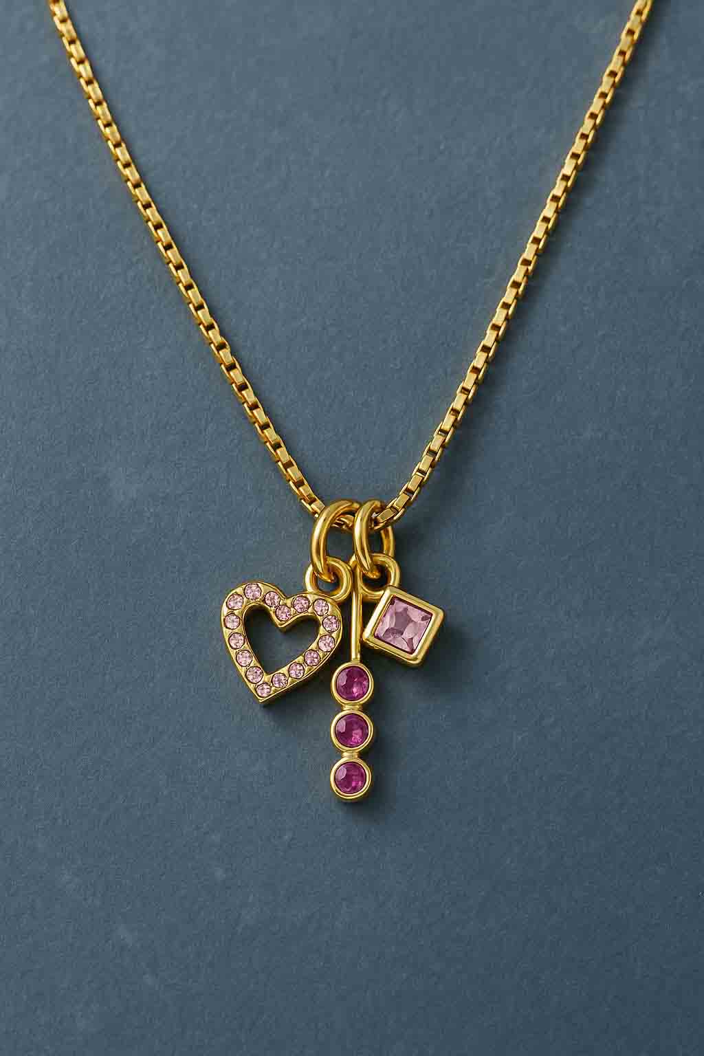 Pink Heart Gold Necklace