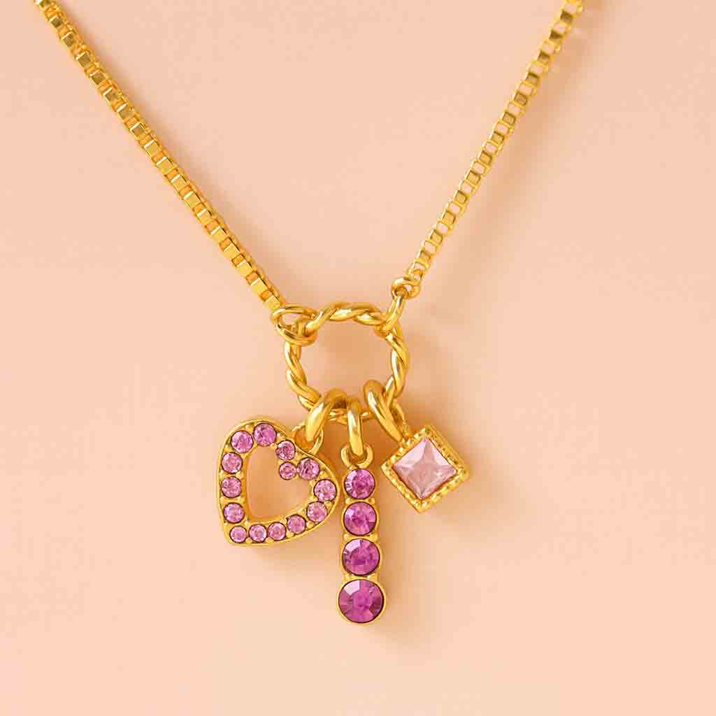 Pink Heart Gold Necklace