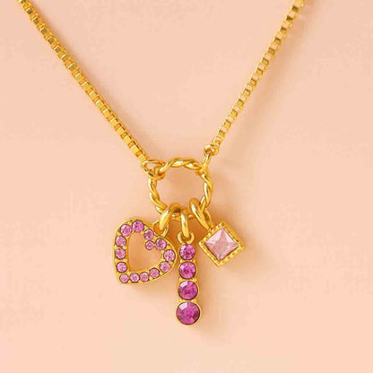 Pink Heart Gold Necklace
