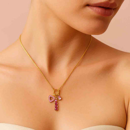 Pink Heart Gold Necklace