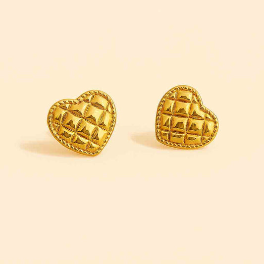 Heart Waffle Texture Earrings