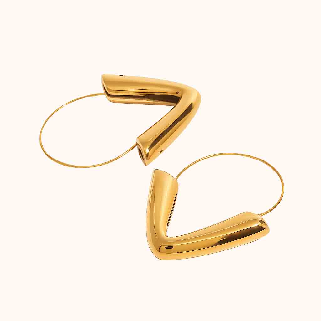 Long V-Shaped Hoop Earrings