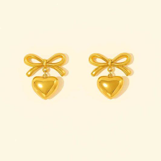 Heart Ribbon Drop Earrings