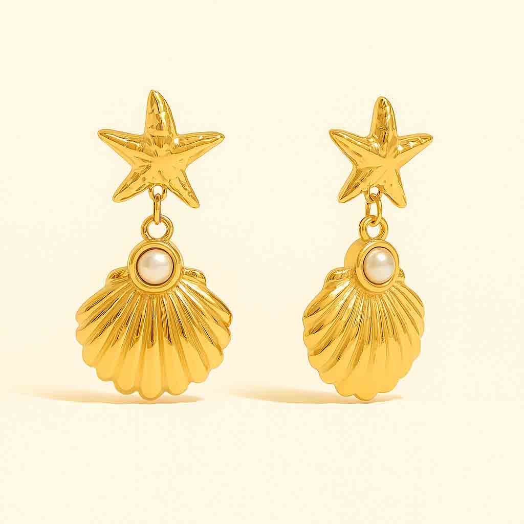 Star & Shell Charm Earrings