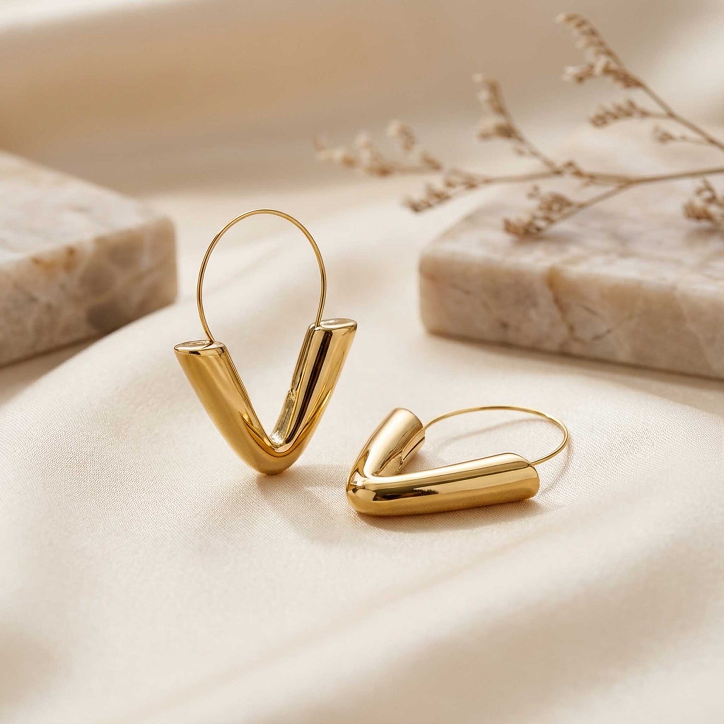 Long V-Shaped Hoop Earrings