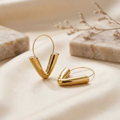 Long V-Shaped Hoop Earrings