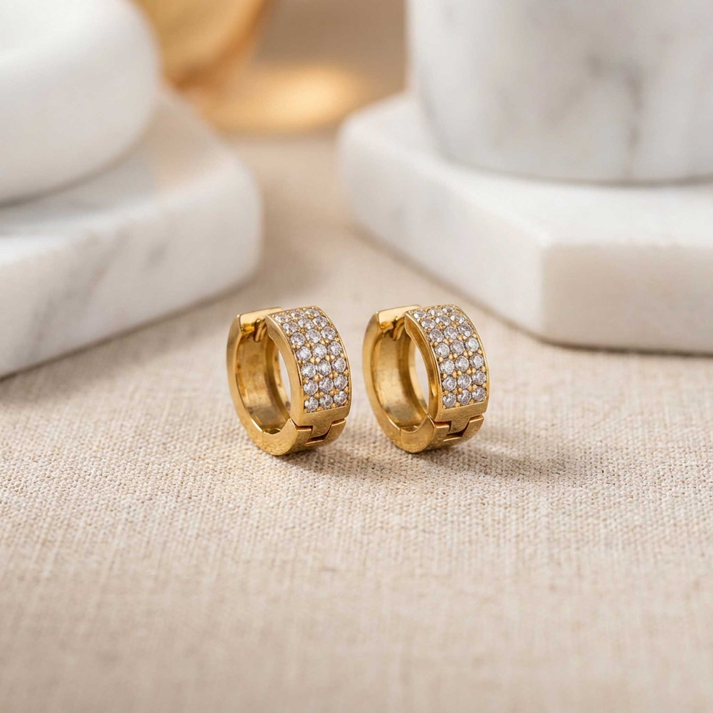 Round Earrings with Diamonds