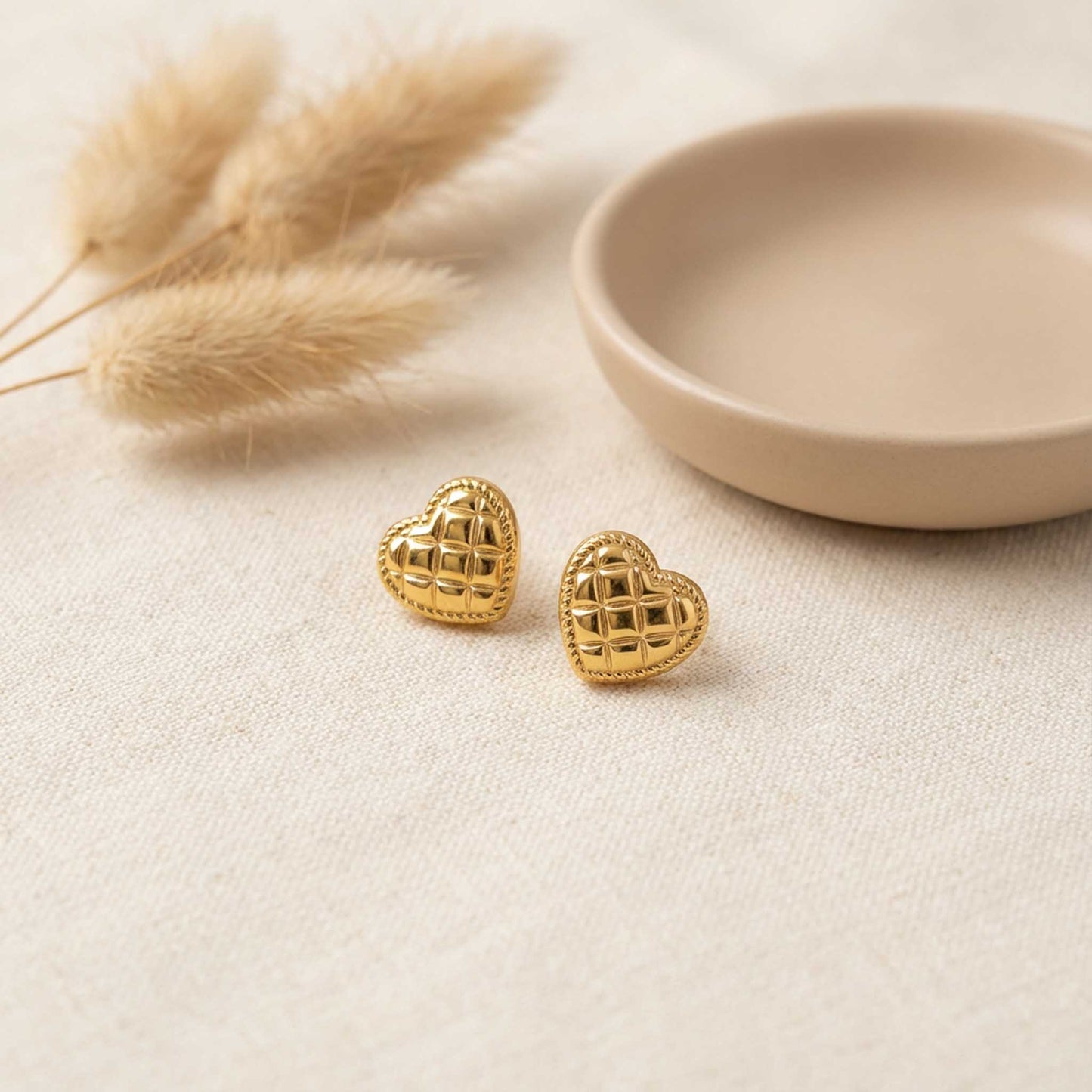 Heart Waffle Texture Earrings