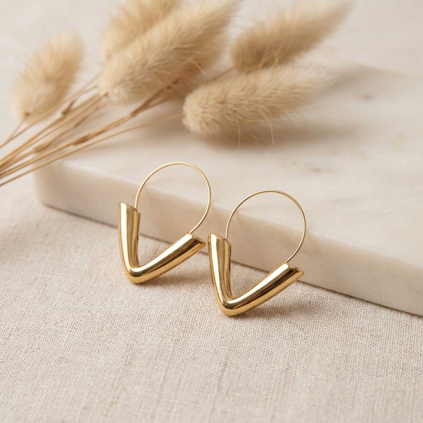 Long V-Shaped Hoop Earrings