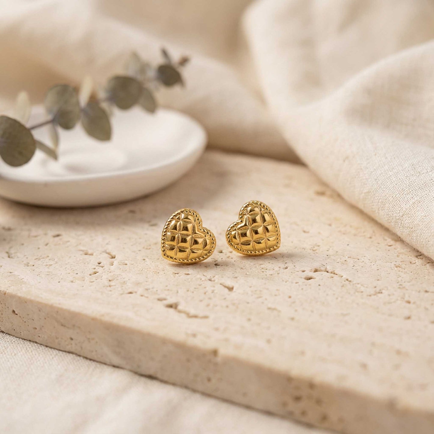 Heart Waffle Texture Earrings