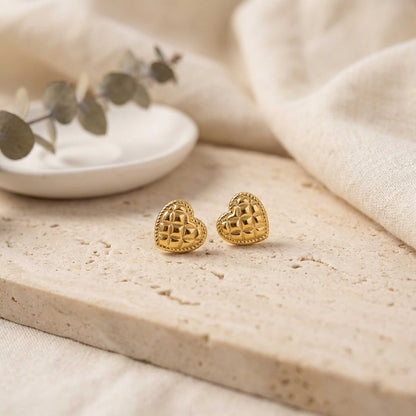 Heart Waffle Texture Earrings