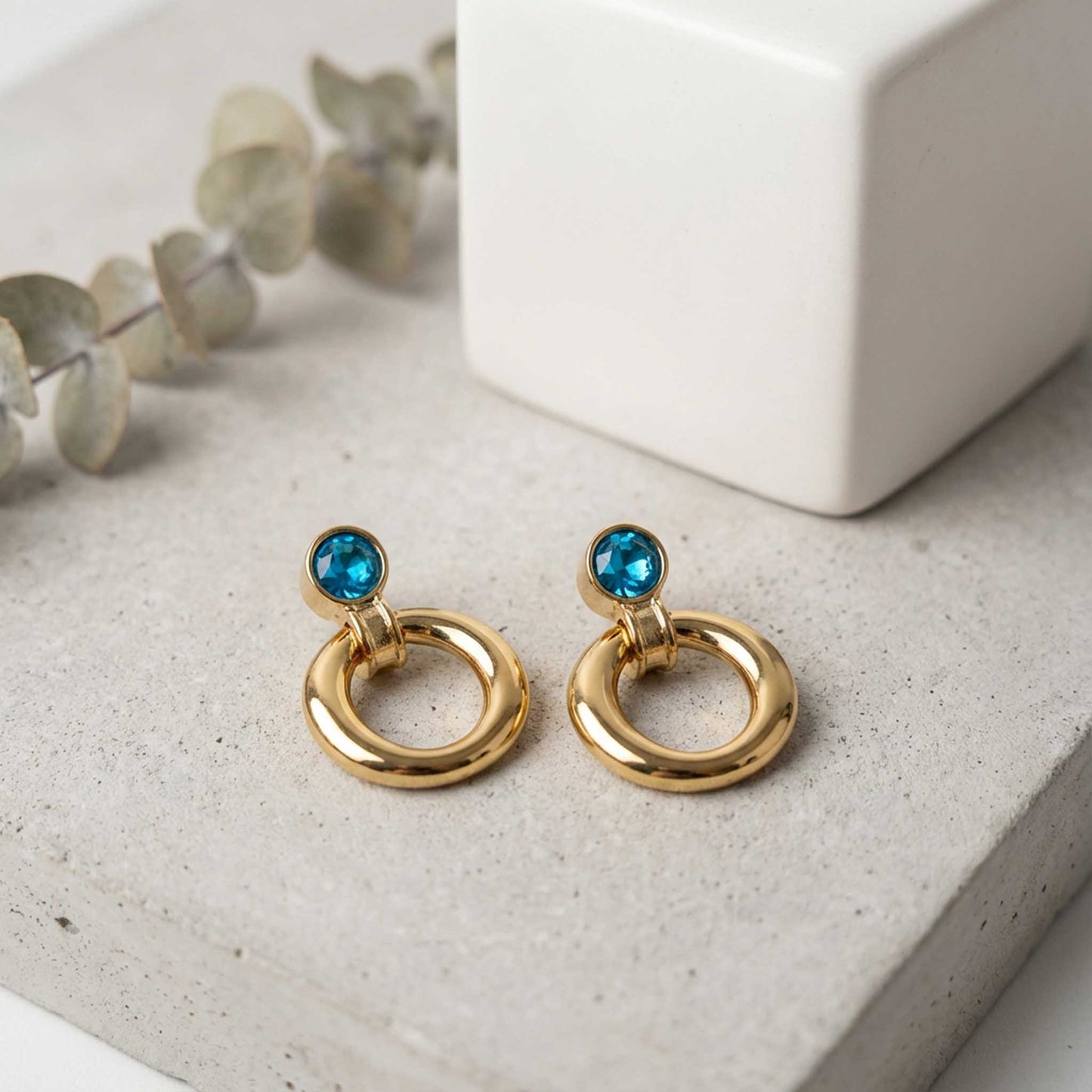 Blue Gemstone Stud Earrings