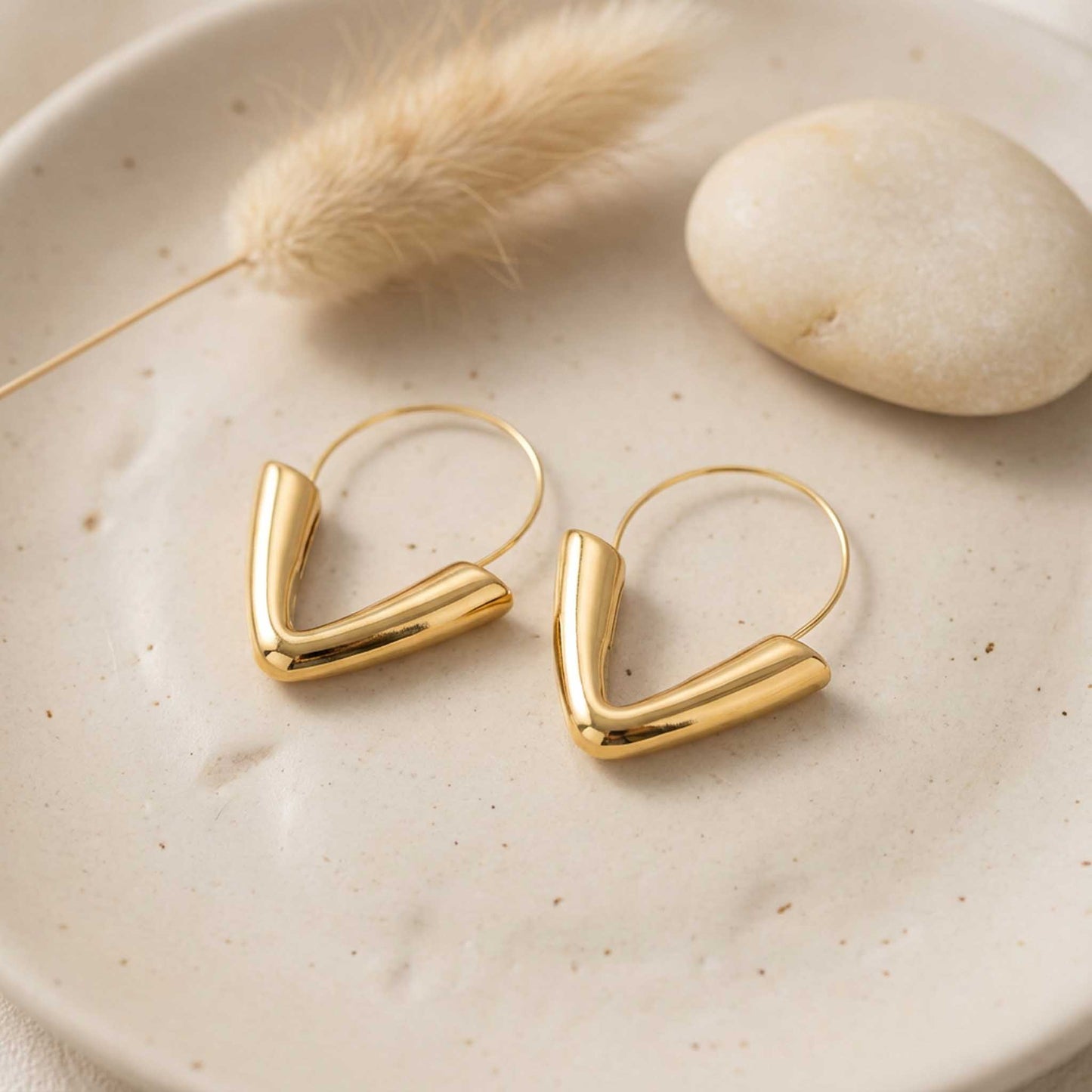 Long V-Shaped Hoop Earrings