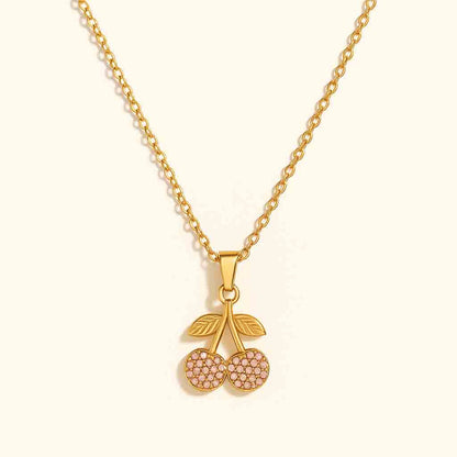 Cherry Charm Gold Necklace