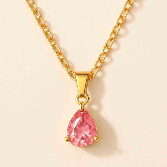 Pink Teardrop Gemstone Necklace