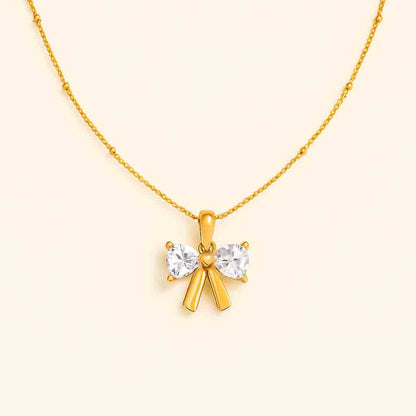 Bow Necklace with Diamond Accents