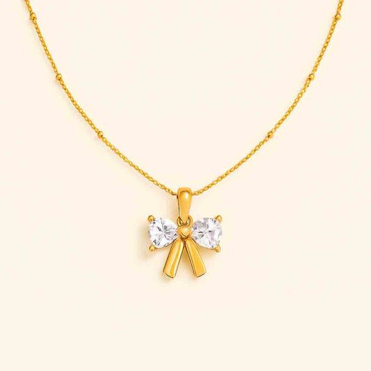 Bow Necklace with Diamond Accents